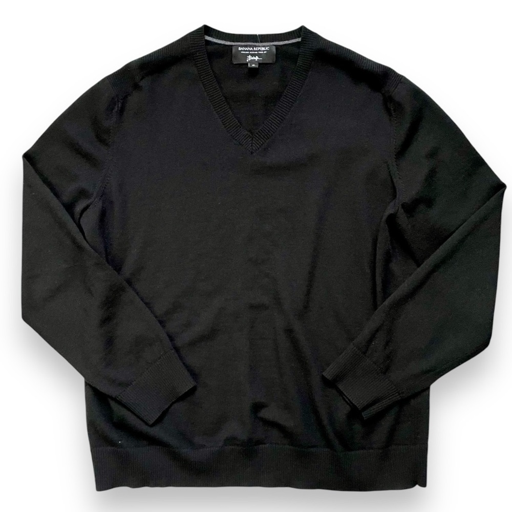 Banana Republic Cento Italian Baruffa Merino Black Wool Sweater - Picture 2 of 5